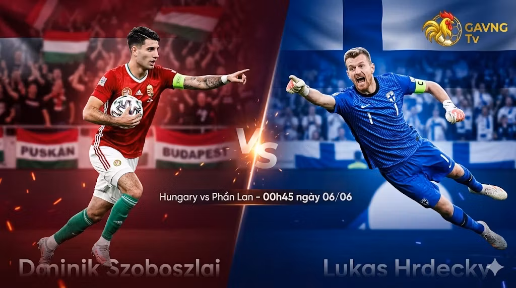 Anh doi dau giua Dominik Szoboszlai Hungary va Lukas Hradecky Phan Lan tren anh dai dien Gavang TV