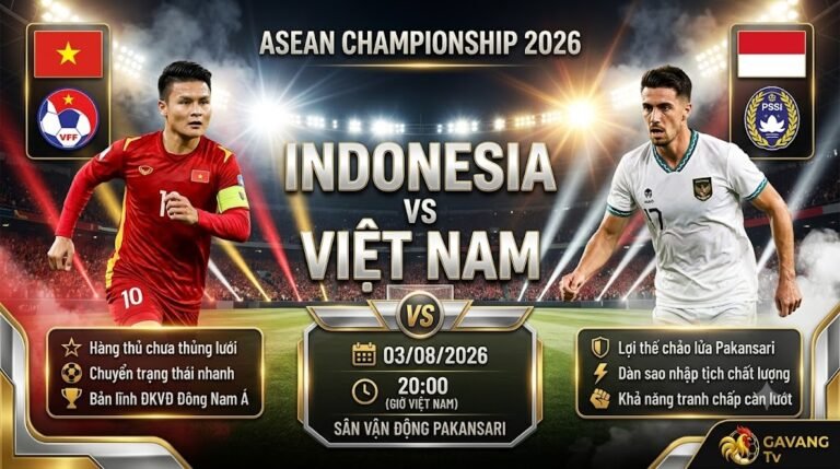 Banner nhận định trận đấu giữa Indonesia vs Việt Nam tại bảng A AFF Cup 2026 cùng chuyên gia Gavang TV.